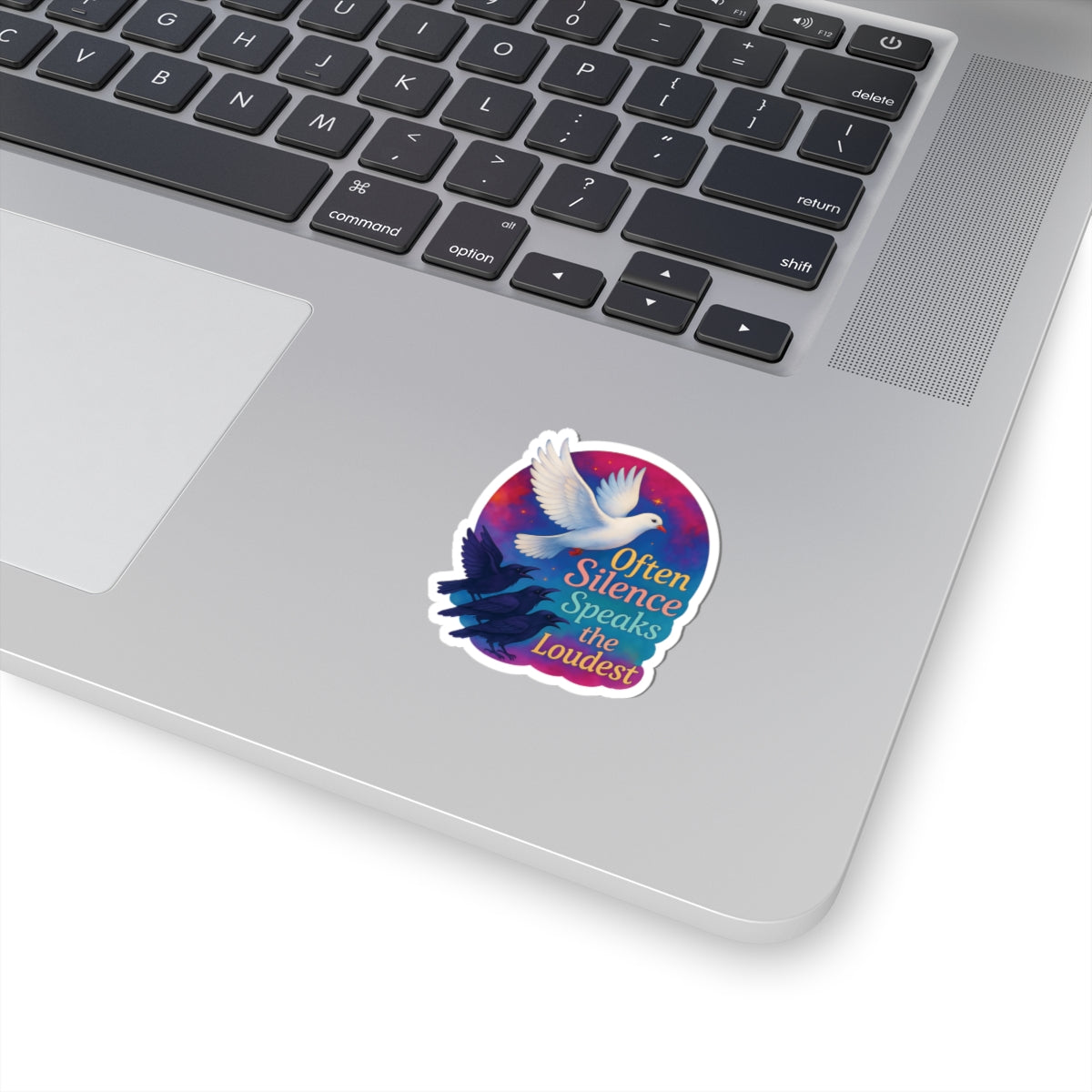 Often Silence Speaks The Loudest Sticker, Colorful Dove And Crows Vinyl Sticker, Deep Thought Introvert Gift Philosophy Art Waterproof Decal