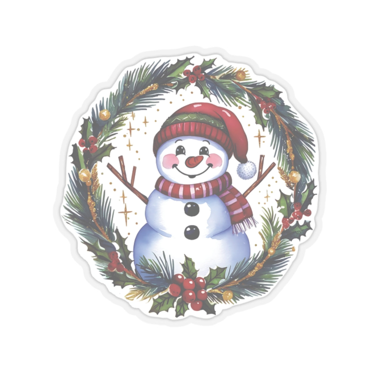 Cheerful Snowman Kiss Cut Stickers, Merry Christmas Holiday Decals, Festive Winter Sticker, Scrapbooking Laptop Journal Gift Tag Planner