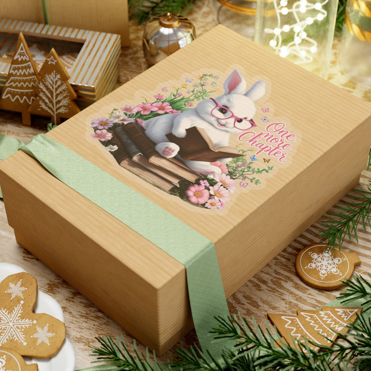 One More Chapter Sticker, Bunny Reading Decal, Teacher Appreciation Gift, Book Lover Vinyl Sticker, Waterproof Laptop Decal, Cute Animal Sticker