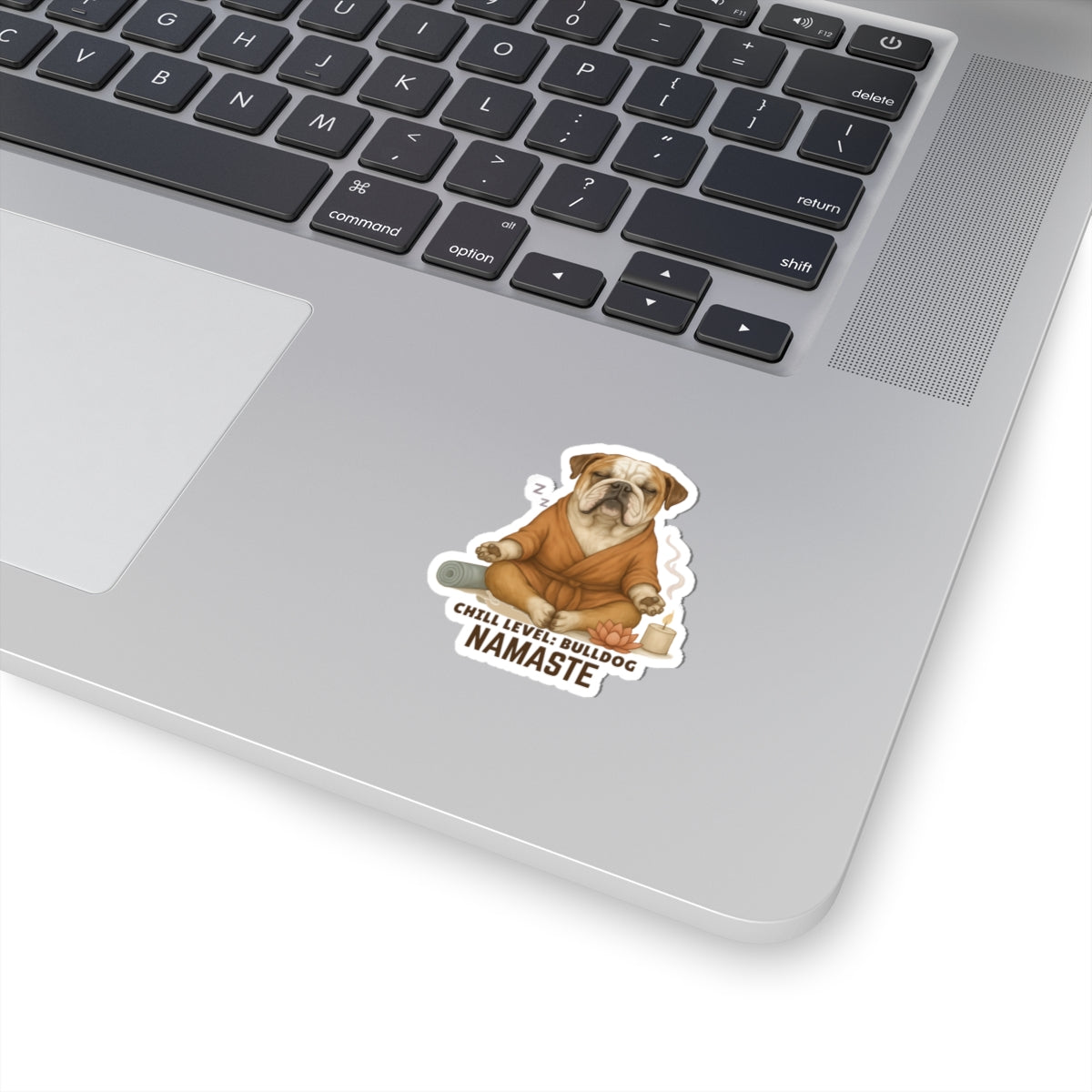 Chill Level Bulldog Sticker, Funny Yoga Dog Vinyl Sticker, Namaste Bulldog Gift, Meditation Pet Humor, Waterproof Laptop Decal, Zen Dog Art Gift
