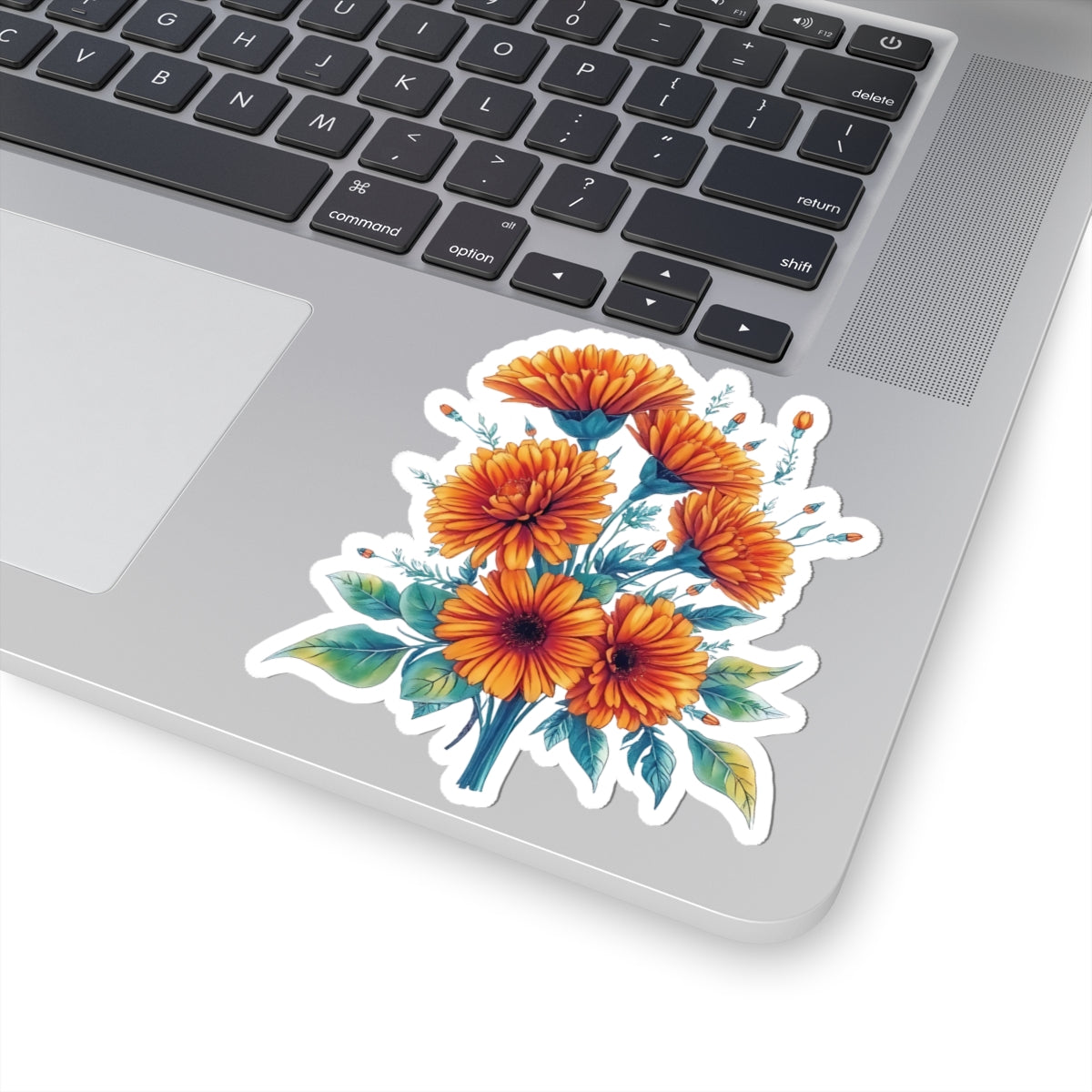 Marigold Flower Sticker, Symbol Of Strength October Birth Flower Gift, Waterproof Vinyl Decal Kiss Cut Floral Laptop Water Bottle Scrapbook