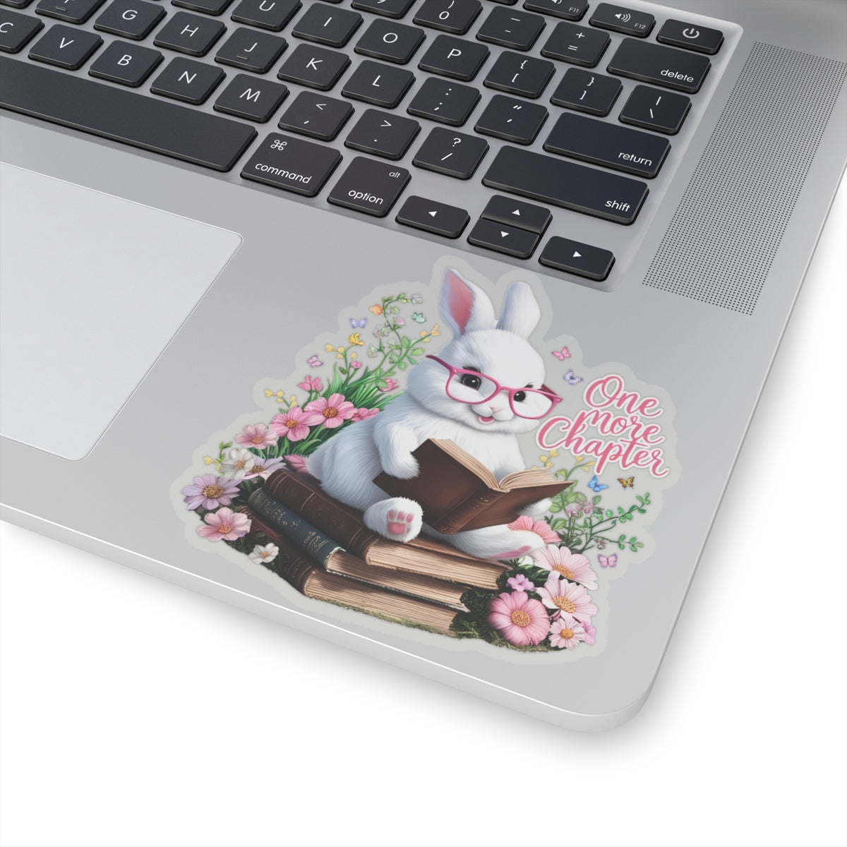 One More Chapter Sticker, Bunny Reading Decal, Teacher Appreciation Gift, Book Lover Vinyl Sticker, Waterproof Laptop Decal, Cute Animal Sticker