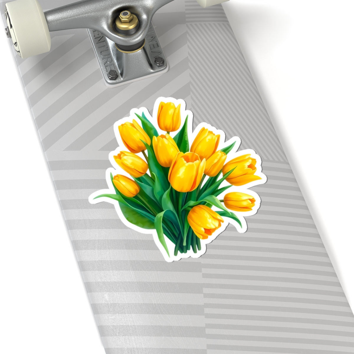 Yellow Tulip Bouquet Stickers, Floral Decals, Spring Flower Decor, Gardening Gifts, Vinyl Laptop Stickers Scrapbooking Supplies Nature Art Gift