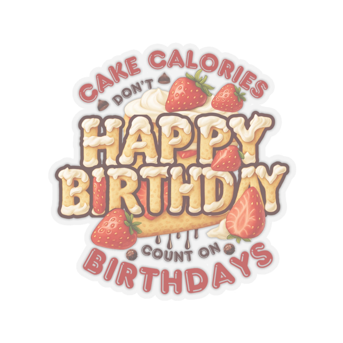 Happy Birthday Strawberry Cake Kiss Cut Stickers, Cute Party Planner Vinyl Decal, Waterproof Glossy Gift For Kids Laptops Journals Scrapbooks