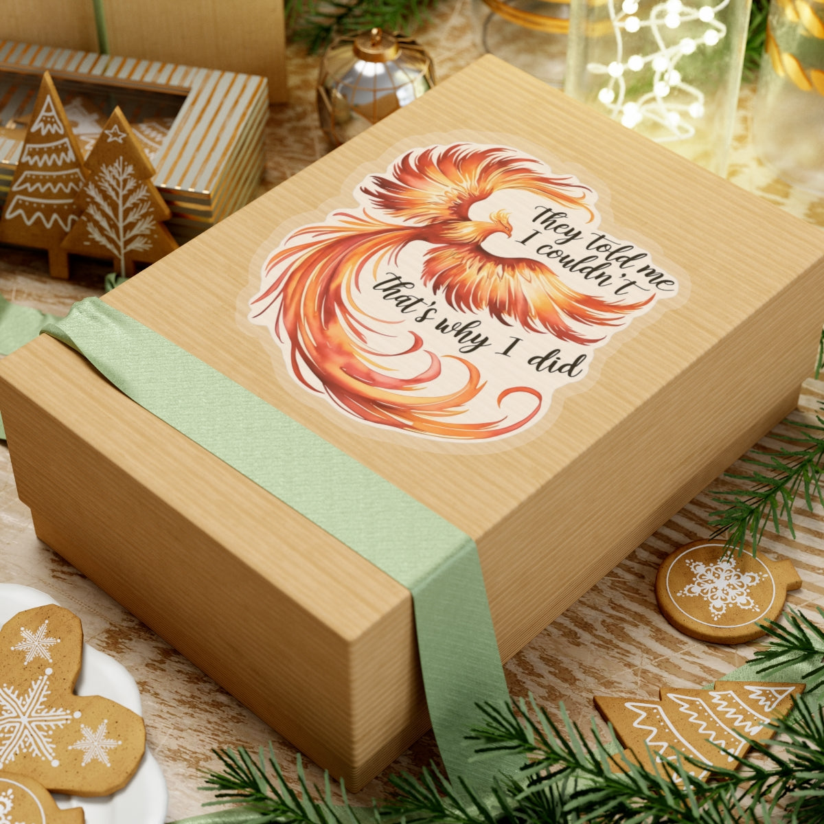 Phoenix Bird Stickers, They Told Me I Could Not, Red Inspirational Quote Sticker, Laptop Decal Waterproof Vinyl Sticker, Journal Decoration Gift