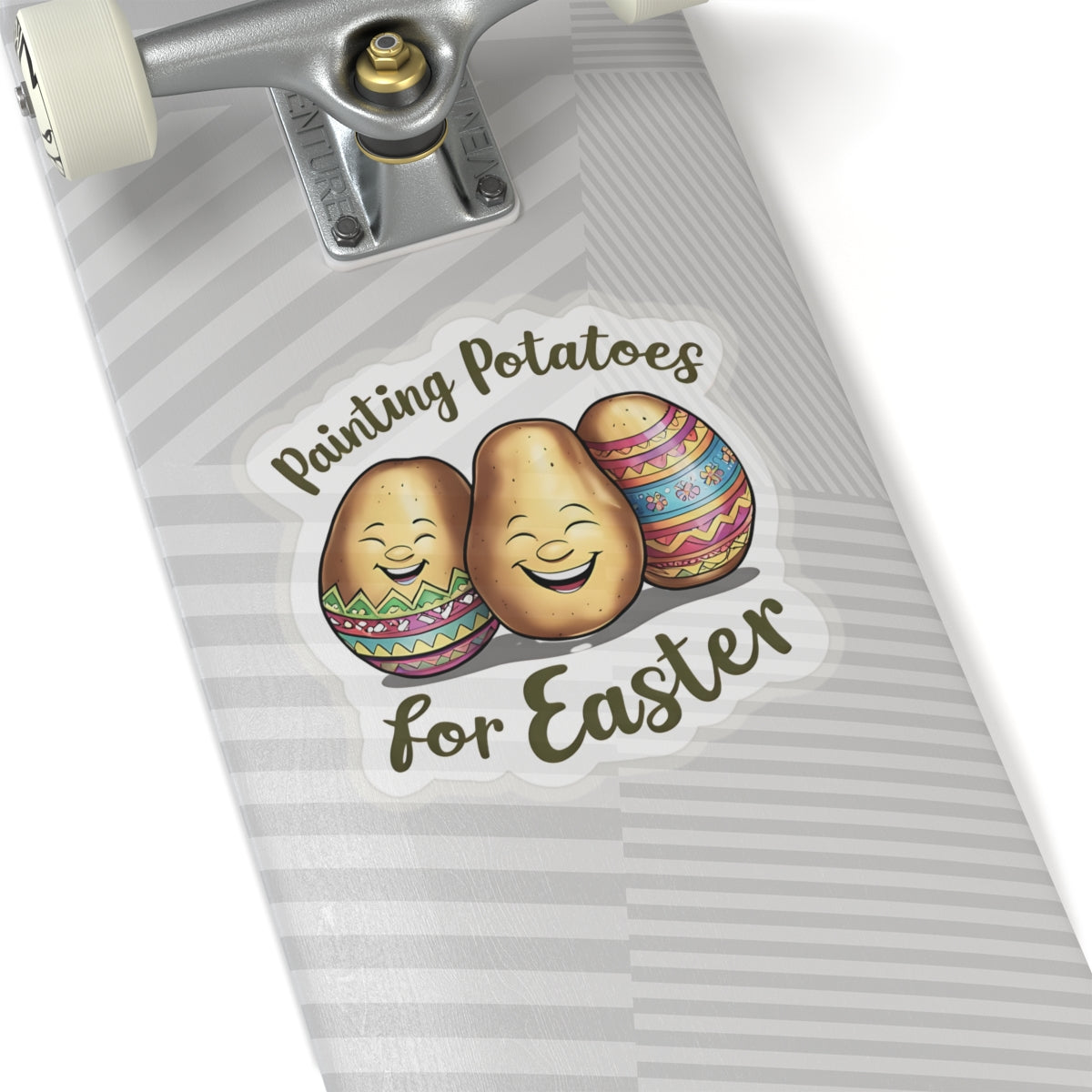 Painting Potatoes For Easter Sticker, Funny Easter Humor Vinyl Kiss Cut Decal, Cute Easter Basket Pun Art Sticker for Laptop Planner Mug Gift