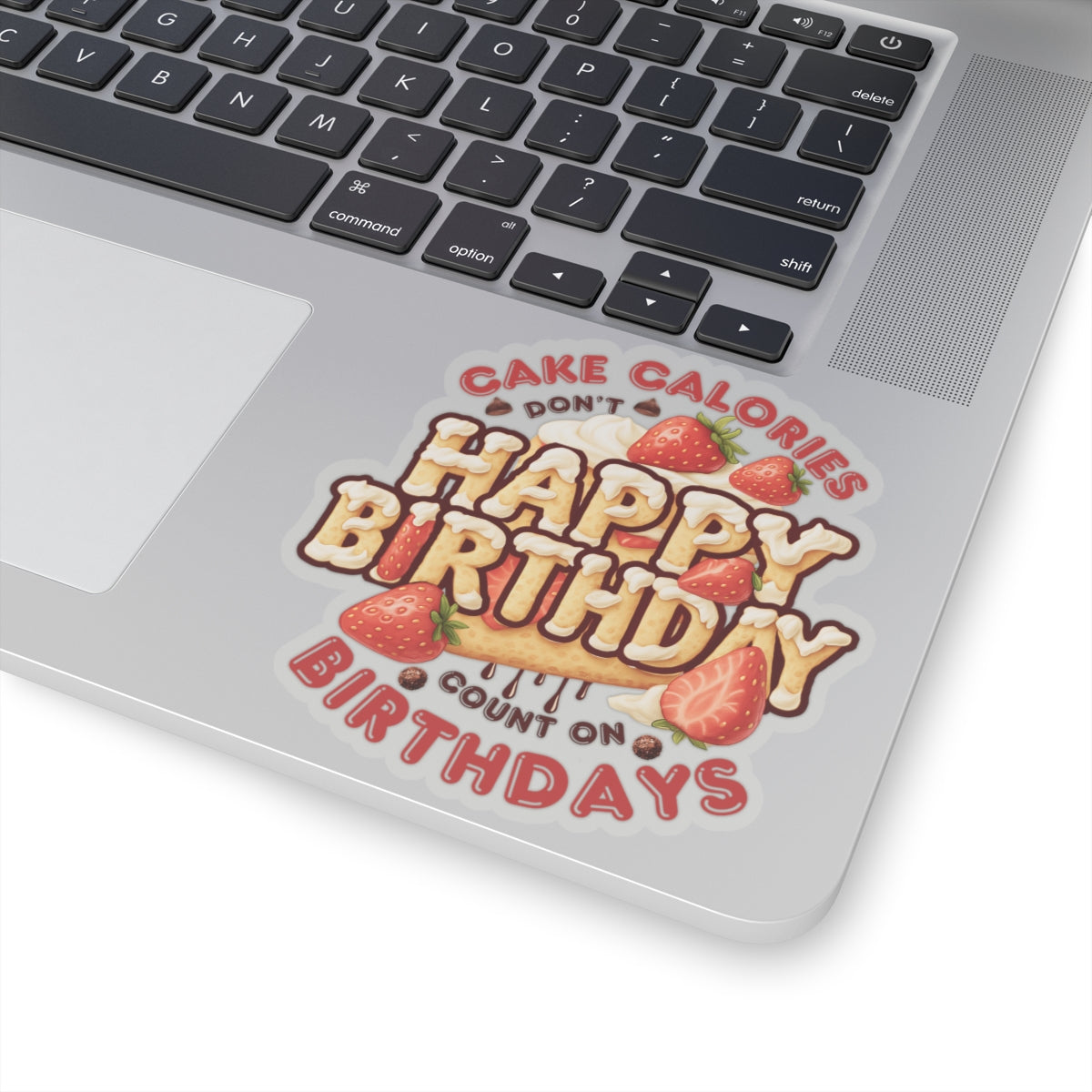 Happy Birthday Strawberry Cake Kiss Cut Stickers, Cute Party Planner Vinyl Decal, Waterproof Glossy Gift For Kids Laptops Journals Scrapbooks