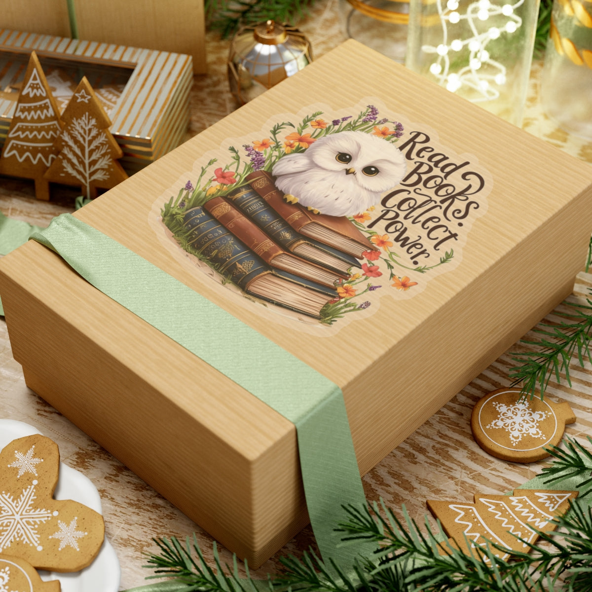 Read Books Collect Power Owl Sticker, Book Lover Gift, Cute Reading Owl, Bookworm Teacher's Day Sticker, School Sticker Student Bookish Gift