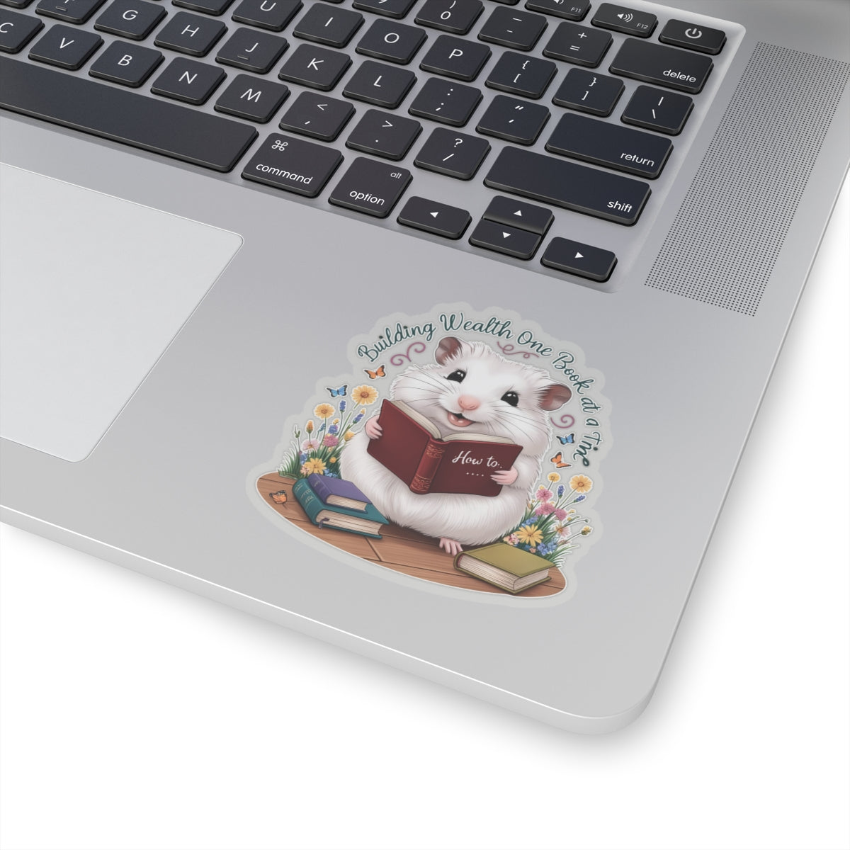 Building Wealth Hamster Sticker, Cute Book Lover Financial Literacy Vinyl Sticker, Motivational Animal Art Waterproof Reading Gift For Nerds