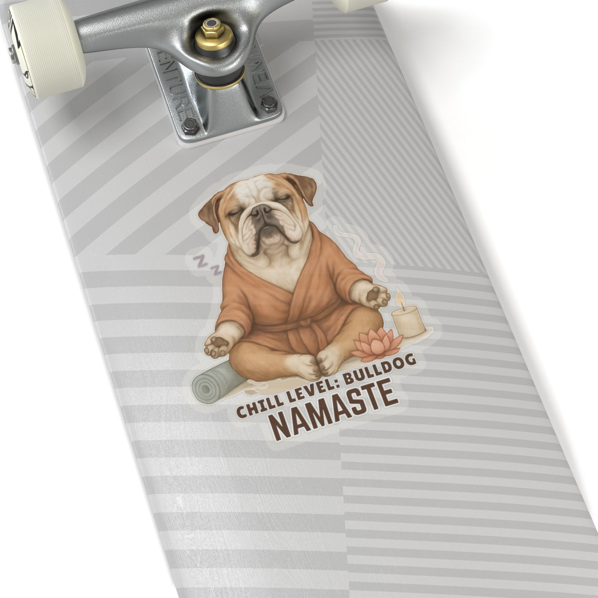 Chill Level Bulldog Sticker, Funny Yoga Dog Vinyl Sticker, Namaste Bulldog Gift, Meditation Pet Humor, Waterproof Laptop Decal, Zen Dog Art Gift