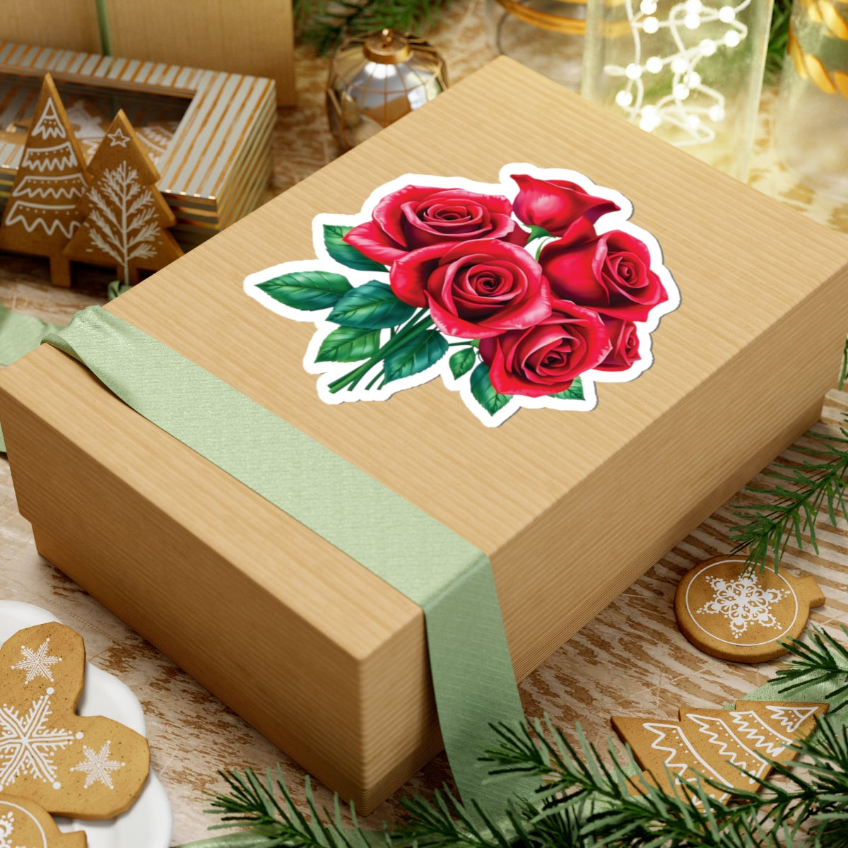 Red Rose Sticker, June Birth Flower Symbol Of Love Romance Beauty, Kiss Cut Vinyl Decal Birthday Mother's Day Gift, Botanical Art Laptop Gift