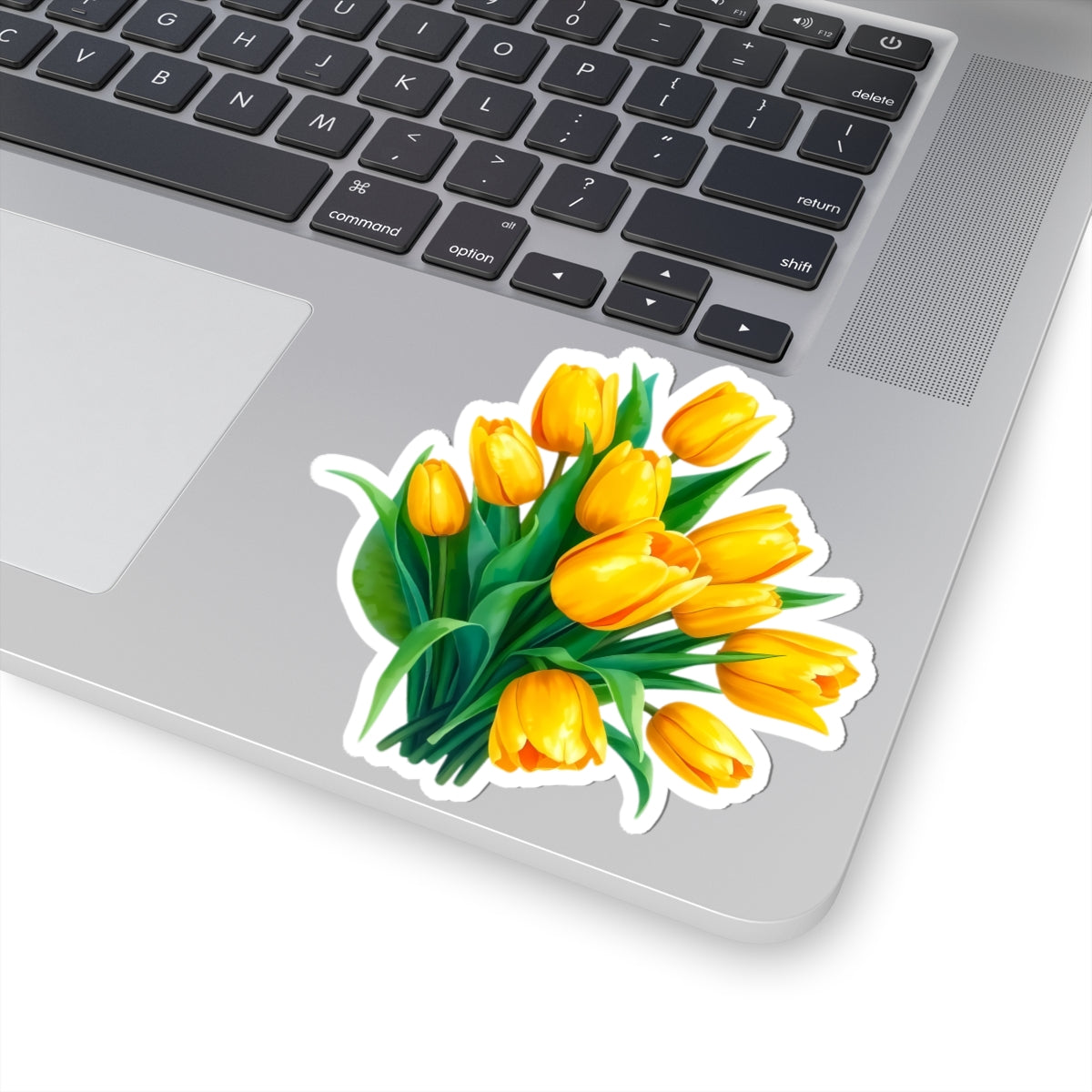 Yellow Tulip Bouquet Stickers, Floral Decals, Spring Flower Decor, Gardening Gifts, Vinyl Laptop Stickers Scrapbooking Supplies Nature Art Gift