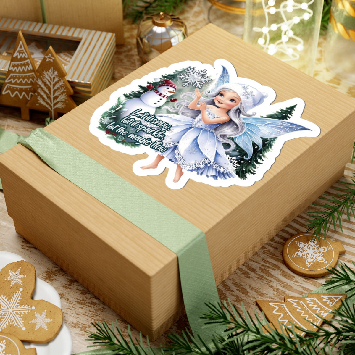 Let It Snow Let It Sparkle Sticker, Magical Holiday Sticker, Christmas Vinyl Sticker, Festive Quote Sticker, Scrapbook Sticker Cute Gift