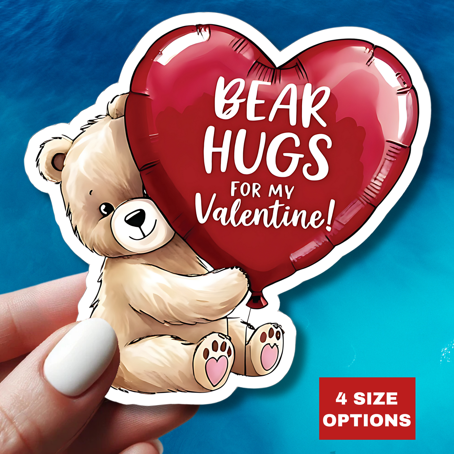 Bear Hugs Sticker, Valentines Day Cute Animal Love Decal, Gift For Her Him, Romantic Kiss Cut Sticker Laptop Journal Water Bottle Art