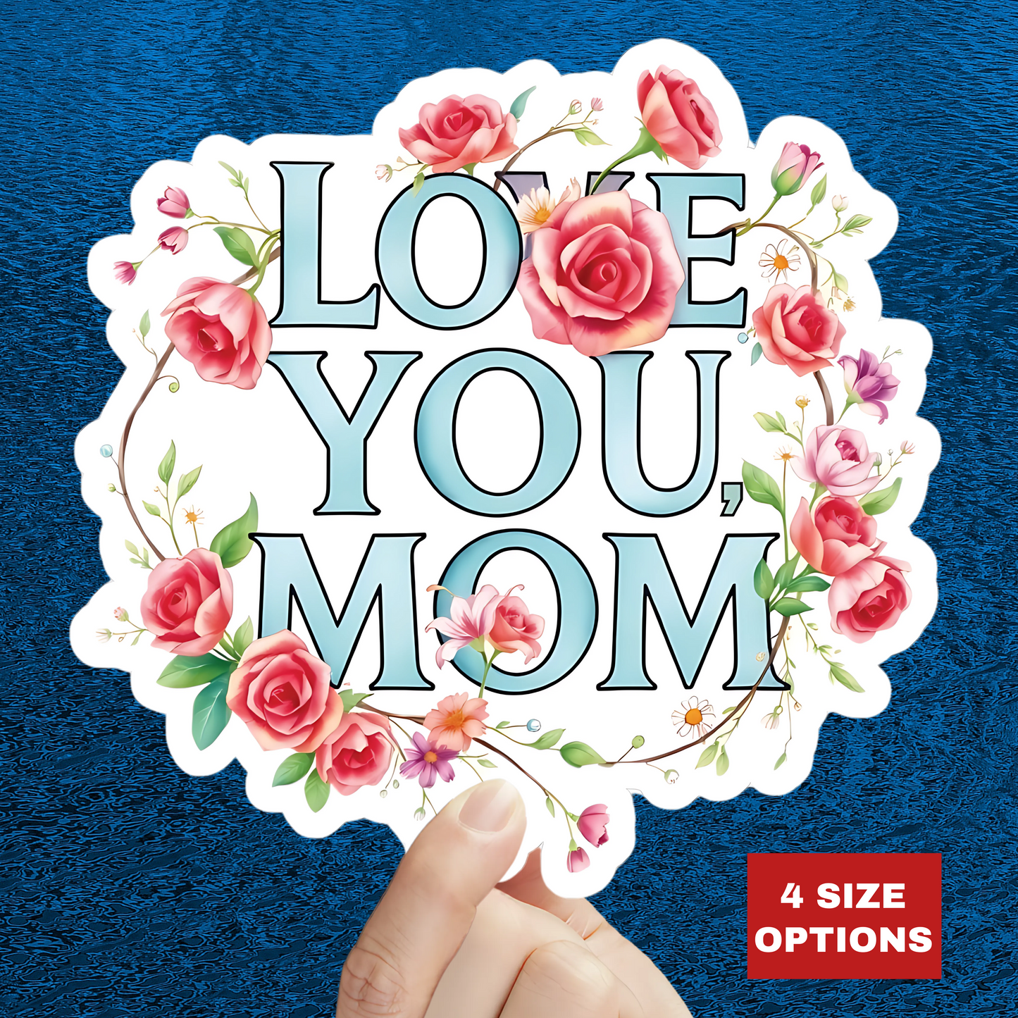 Love You Mom Kiss Cut Sticker Mother's Day Gift Mom Appreciation Vinyl Decal Laptop Decor Water Bottle Sticker Cute Thoughtful Mom Gift