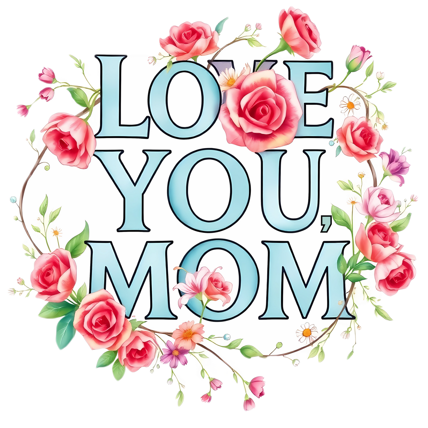 Love You Mom Kiss Cut Sticker Mother's Day Gift Mom Appreciation Vinyl Decal Laptop Decor Water Bottle Sticker Cute Thoughtful Mom Gift