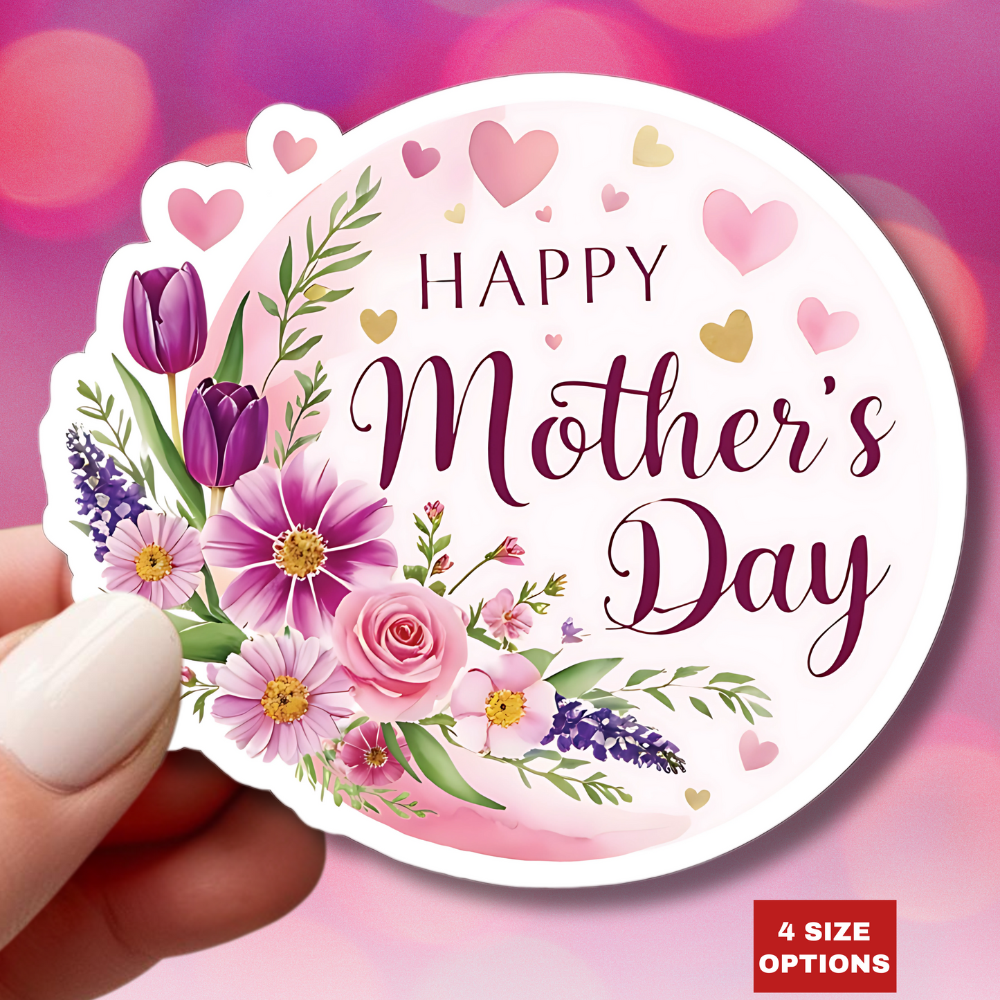 Happy Mothers Day Sticker, Mothers Day Gift, Mom Appreciation Vinyl Decal, Kiss Cut Sticker -Laptop Decor Water Bottle Sticker, Mothers Day Decal