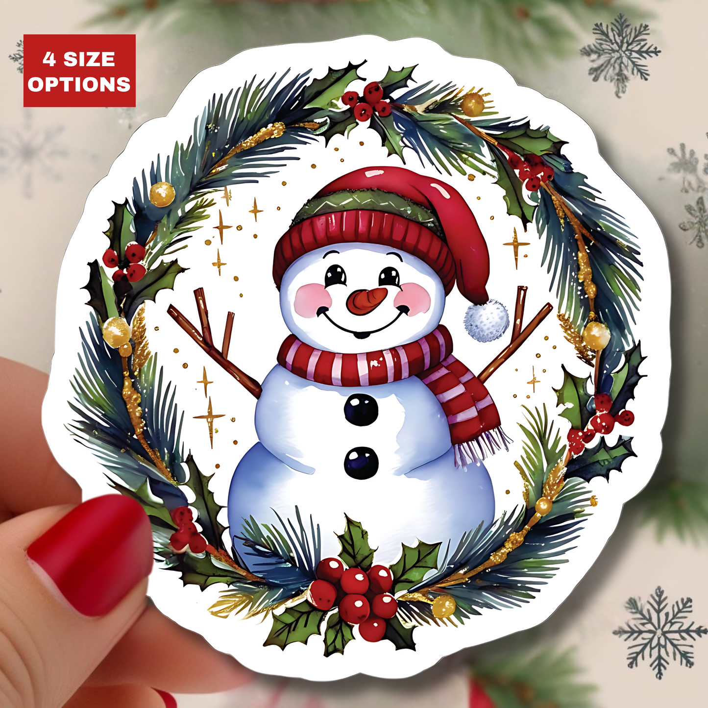 Cheerful Snowman Kiss Cut Stickers, Merry Christmas Holiday Decals, Festive Winter Sticker, Scrapbooking Laptop Journal Gift Tag Planner