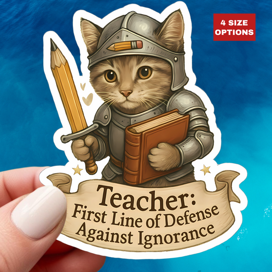 Teachers Day Sticker, Cat Teacher Decal, Cute Book Lover Vinyl Sticker, Waterproof Sticker Laptop Planner Sticker Mug Teacher Gift Idea