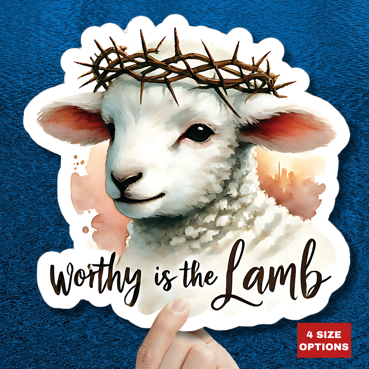 Worthy Is The Lamb Sticker, Easter Religious Decor, Christian Vinyl Decal, Cute Lamb Sticker, Bible Verse Sticker, Laptop Decor Sunday School