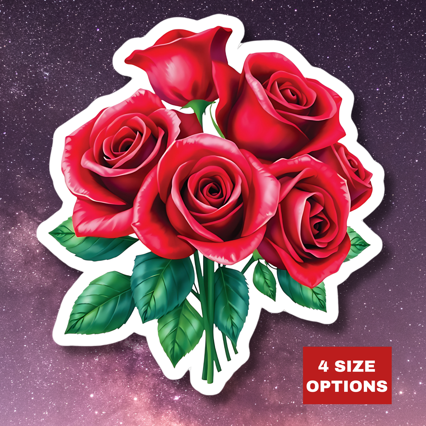 Red Rose Sticker, June Birth Flower Symbol Of Love Romance Beauty, Kiss Cut Vinyl Decal Birthday Mother's Day Gift, Botanical Art Laptop Gift