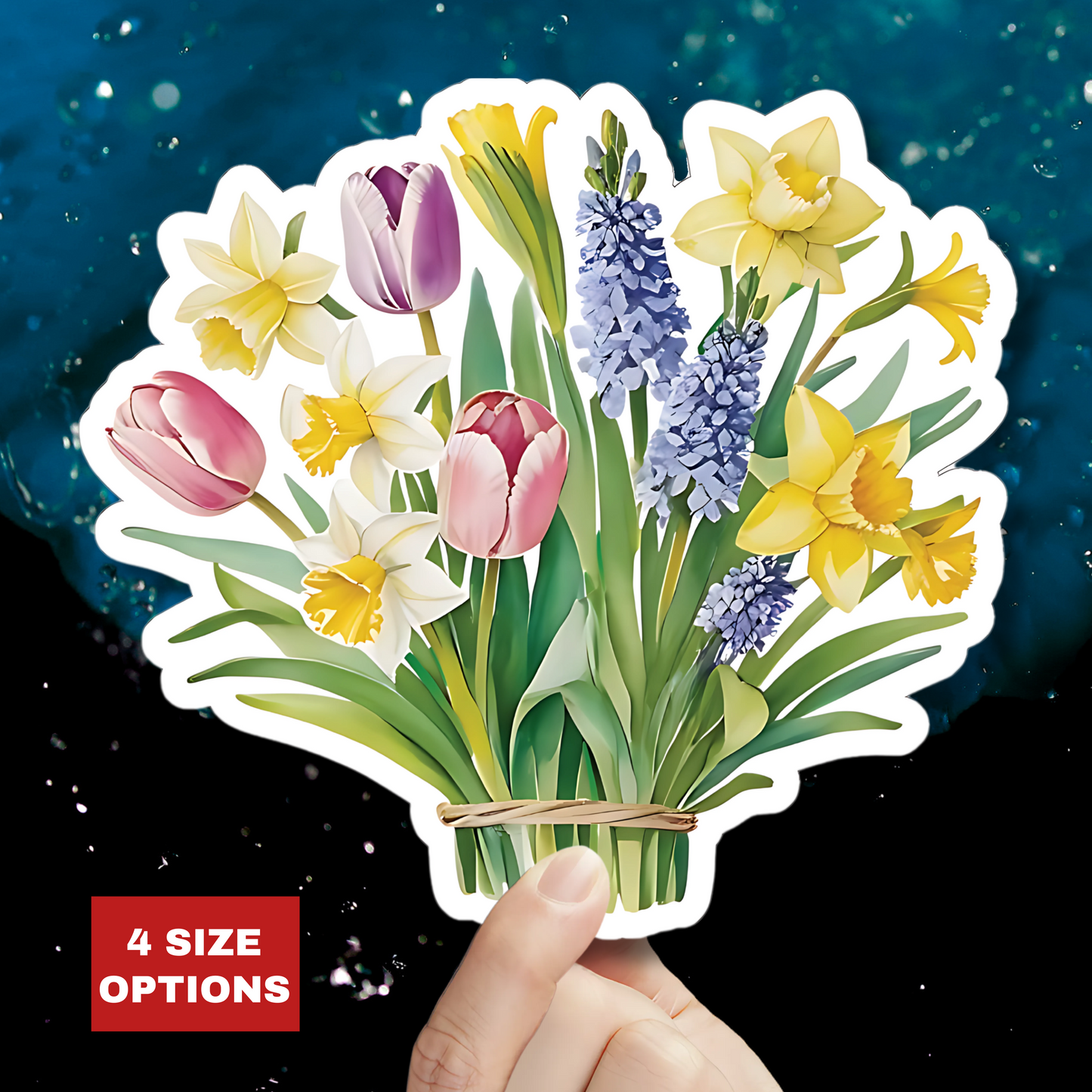 Spring Flowers Bouquet Stickers, Mother's Day Sticker Birthday Gift Label Flower Bouquet Decals Spring Garden Decor Cute Planner Stickers