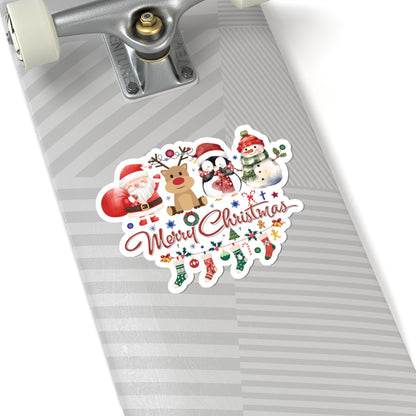 Merry Christmas Sticker, Cute Festive Characters Sticker, Holiday Vinyl Sticker, Funny Christmas Quote Sticker, Scrapbook Laptop Sticker Gift
