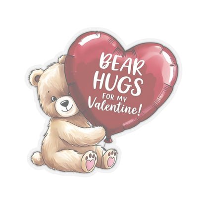 Bear Hugs Sticker, Valentines Day Cute Animal Love Decal, Gift For Her Him, Romantic Kiss Cut Sticker Laptop Journal Water Bottle Art