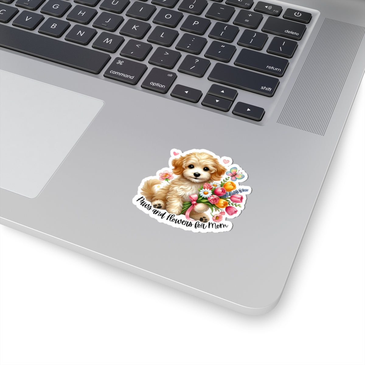 Paws And Flowers For Mom Sticker, Cute Dog Sticker, Mom Gift Sticker, Watercolor Vinyl Sticker, Floral Puppy Decal, Mother's Day Gift For Dog Lovers, Pet Stickers