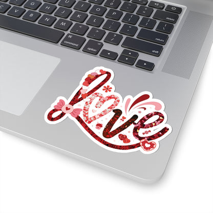 Love Sticker, Valentine's Day Gift, Colorful Heart Candy Vinyl Decal, Romantic Cute Quote, Waterproof Kiss Cut Laptop Scrapbook Water Bottle