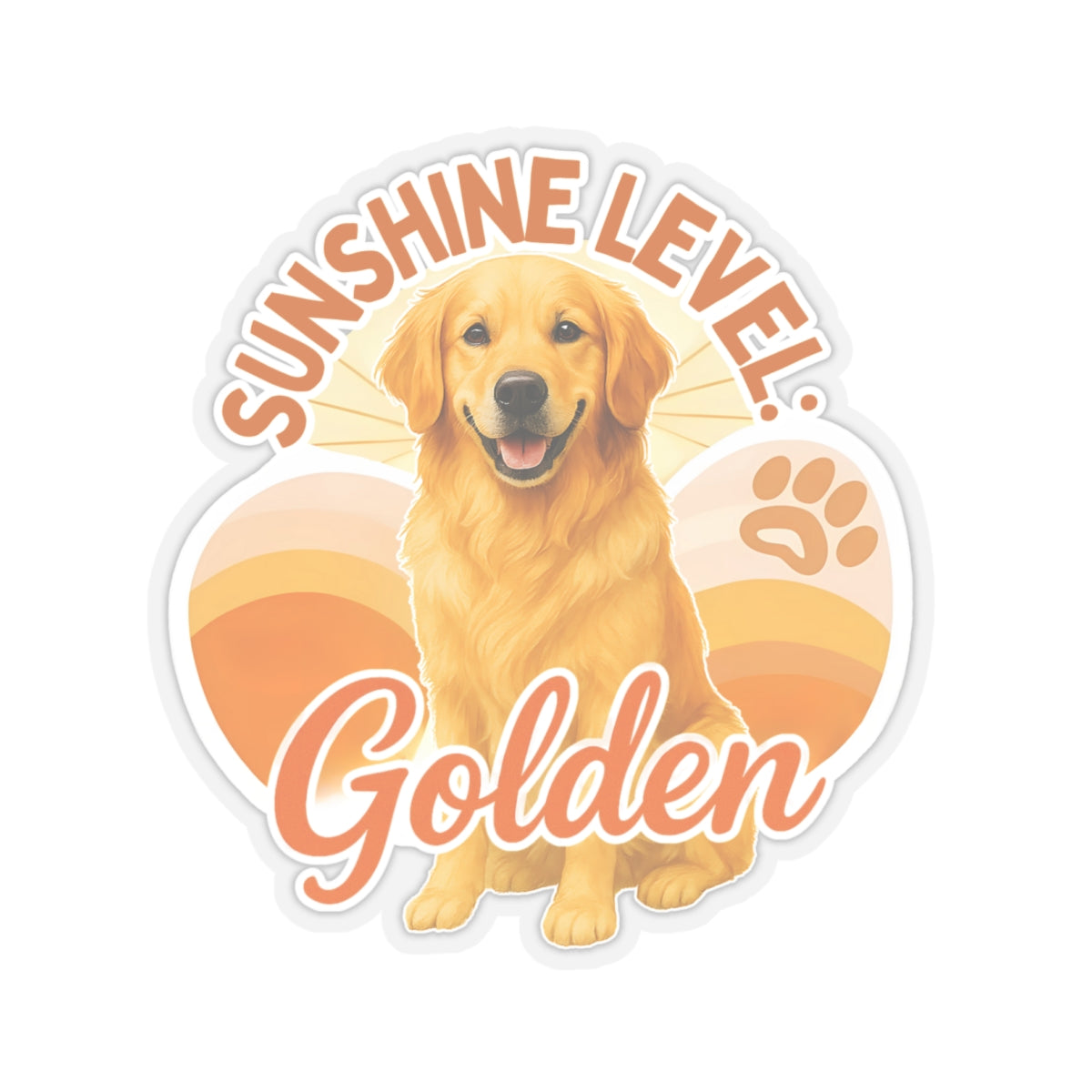 Sunshine Level: Golden Sticker, Golden Retriever Vinyl Sticker, Cute Golden Waterproof Sticker, Laptop Planner Dog Lover Gift Retriever Decal