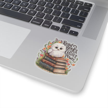 Read Books Collect Power Owl Sticker, Book Lover Gift, Cute Reading Owl, Bookworm Teacher's Day Sticker, School Sticker Student Bookish Gift
