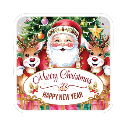 Merry Christmas Happy New Year Holiday Stickers, Cute Santa Reindeer Christmas Tree Holiday Planner Stickers, Winter Vinyl Planner Sticker