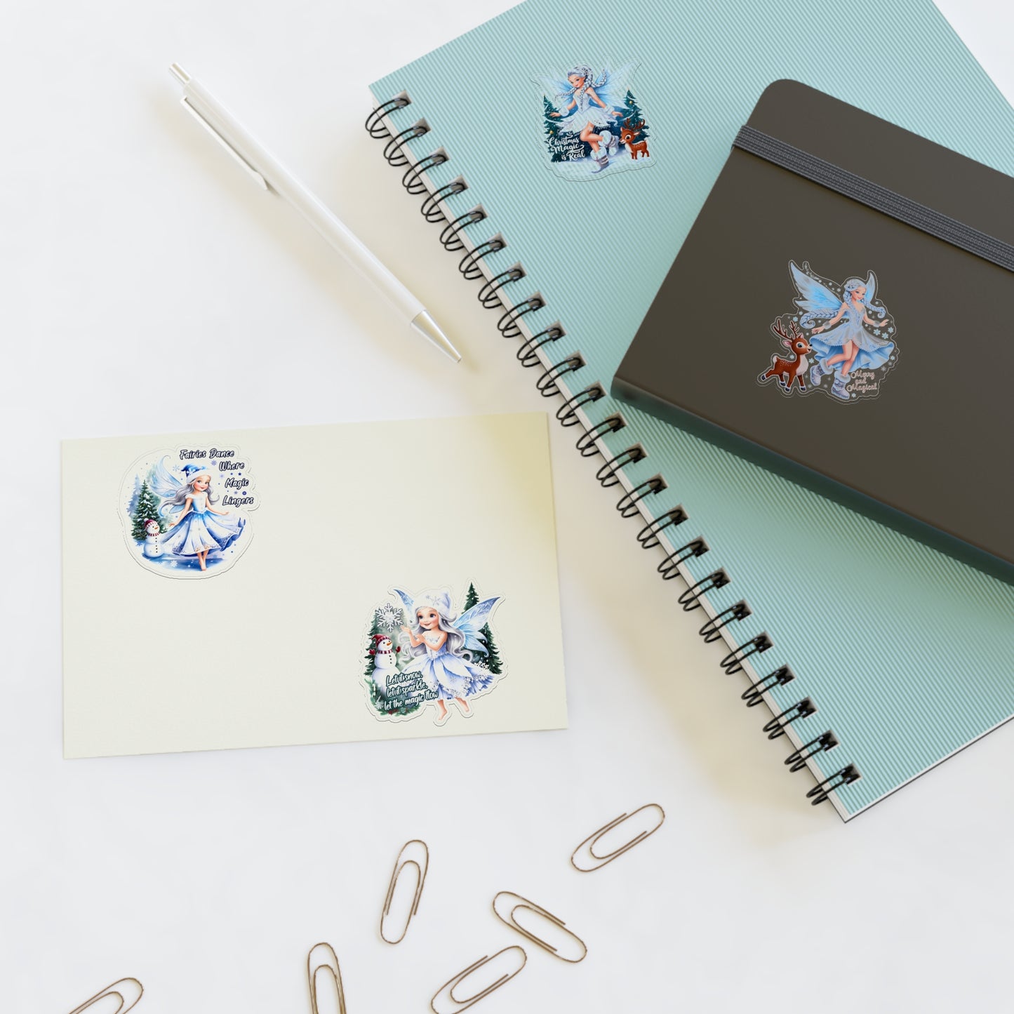 Winter Fairies Sticker Set, Merry And Magical Sticker Pack, Fairy And Reindeer Stickers, Holiday Vinyl Stickers, Planner Scrapbook Stickers