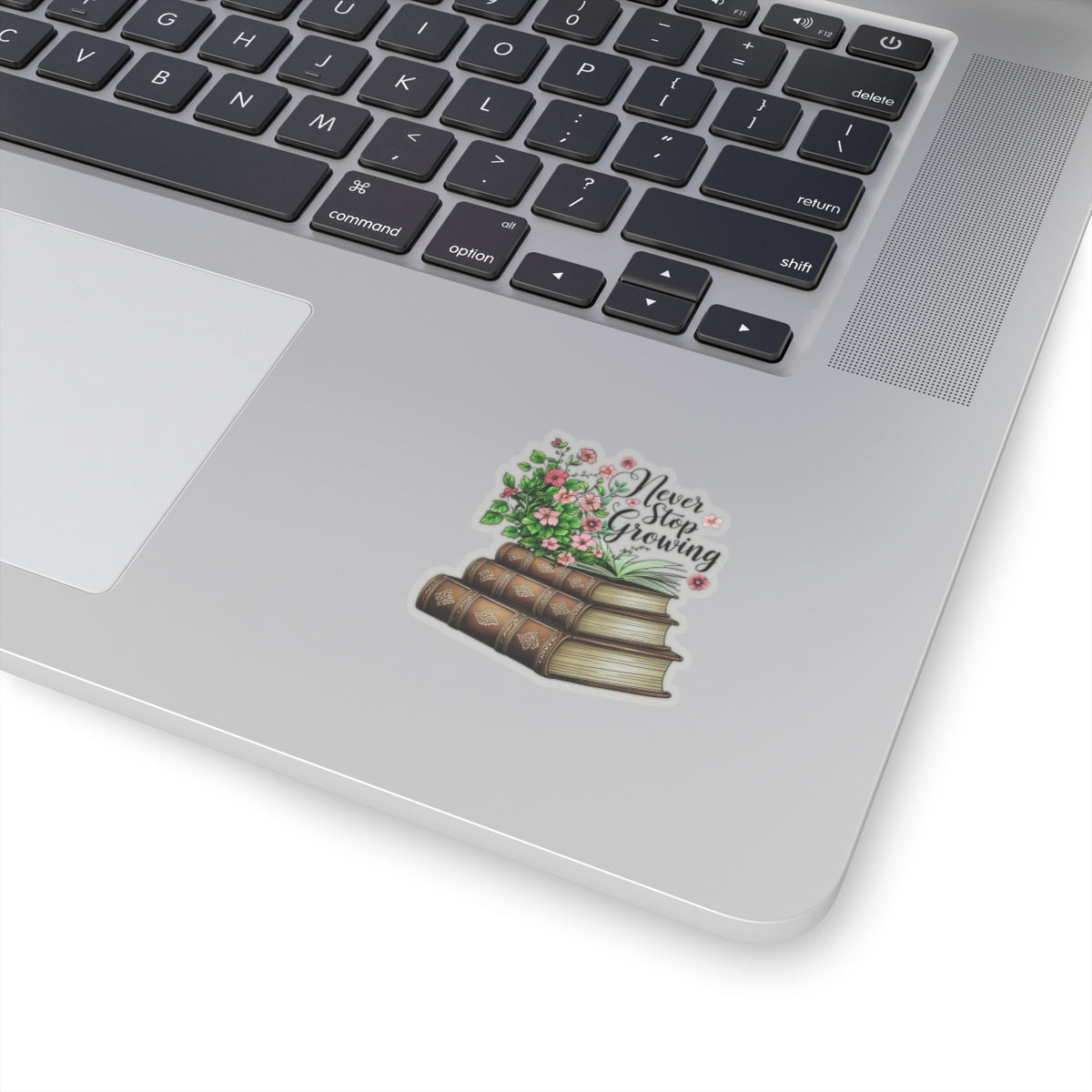 Never Stop Growing Motivational Sticker, Inspirational Growth Mindset Vinyl Decal, Positive Quote Plant Design, Laptop Water Bottle Decor