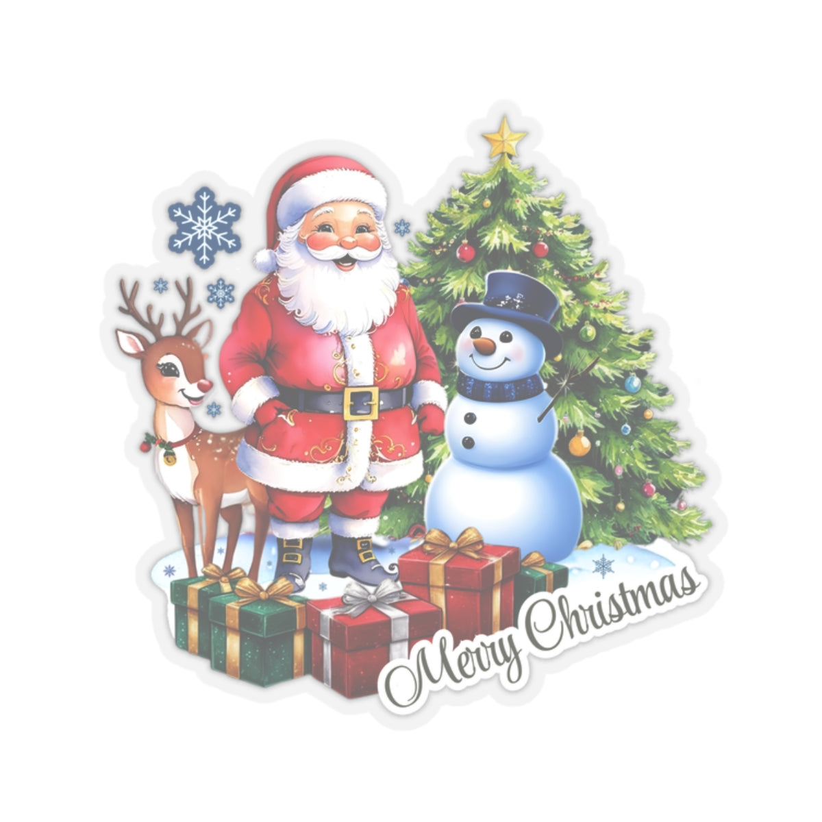 Merry Christmas Stickers, Santa Snowman Reindeer Holiday Stickers, Cute Christmas Tree Stickers, Festive Holiday Vinyl Laptop Mug Stickers