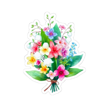 Spring Flower Bouquet Sticker, Lily Of The Valley May Birth Flower Vinyl Decal, Cute Floral Sticker Laptop Water Bottle Garden Gift