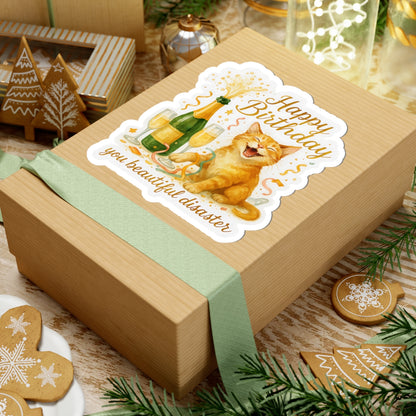 Happy Birthday Stickers, Funny Cute Cat Birthday Card Alternative, Watercolor Cat Stickers, Cat Party Gift, Cat Lover Birthday Gift Laptop Mug