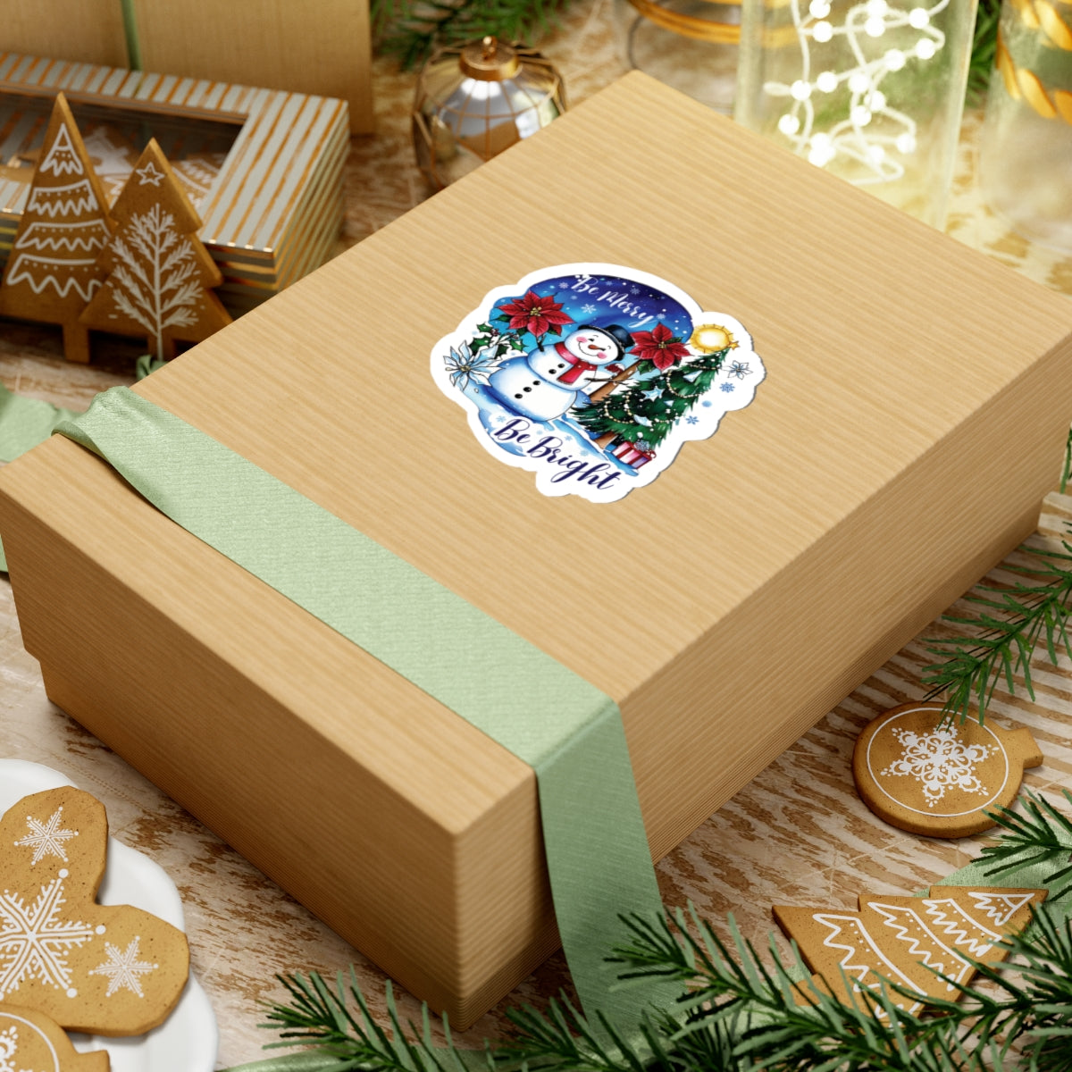 Be Merry Be Bright Sticker, Cute Snowman Christmas Holiday Sticker, Festive Winter Sticker Joyful Snowman Decor, Christmas Spirit Laptop Decal