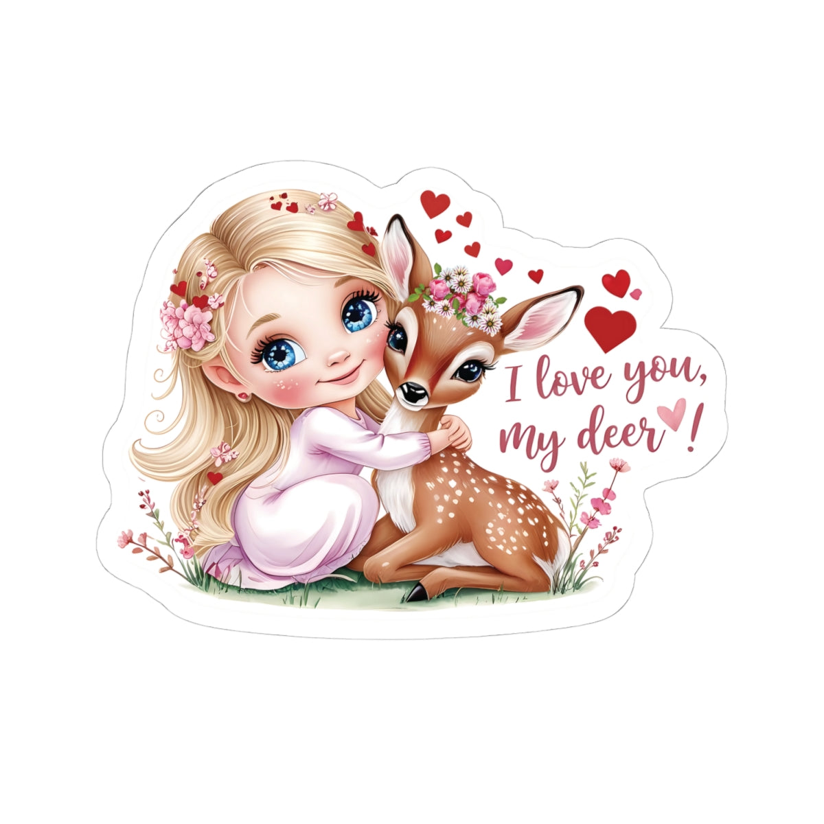 I Love You My Deer Sticker, Cute Romantic Sticker Gift For Girlfriend, Valentines Day Anniversary Vinyl Decal Laptop Mug Planner Journal Decor