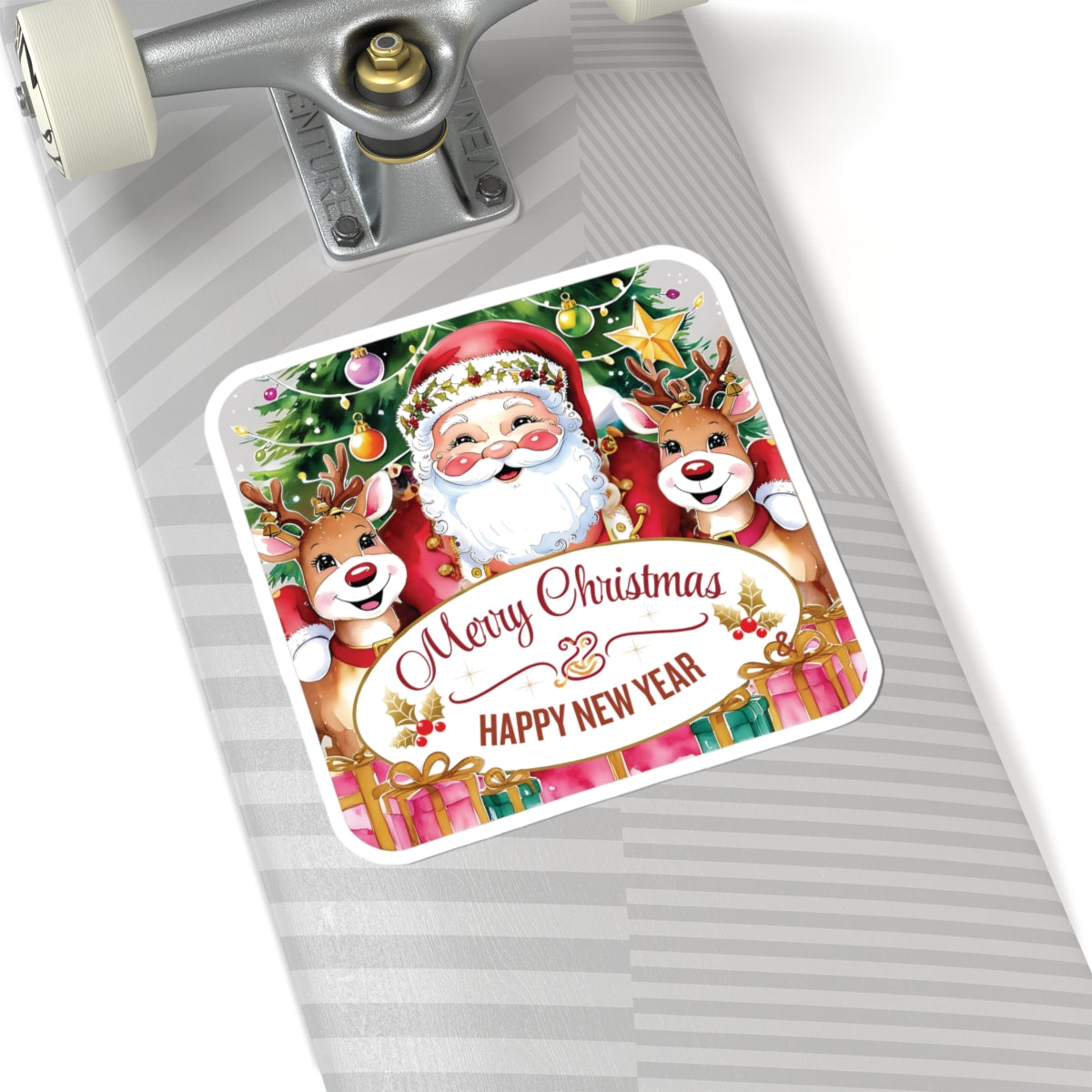 Merry Christmas Happy New Year Holiday Stickers, Cute Santa Reindeer Christmas Tree Holiday Planner Stickers, Winter Vinyl Planner Sticker