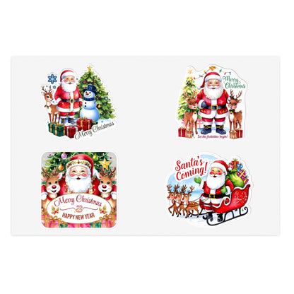 Santa Sticker Set, Christmas Decor Festive Vinyl Stickers, Holiday Scrapbook Supplies, Cute Santa Claus Planner Gift, Indoor Outdoor Accessories