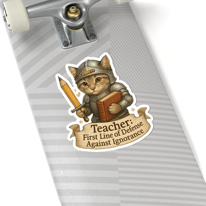 Teachers Day Sticker, Cat Teacher Decal, Cute Book Lover Vinyl Sticker, Waterproof Sticker Laptop Planner Sticker Mug Teacher Gift Idea