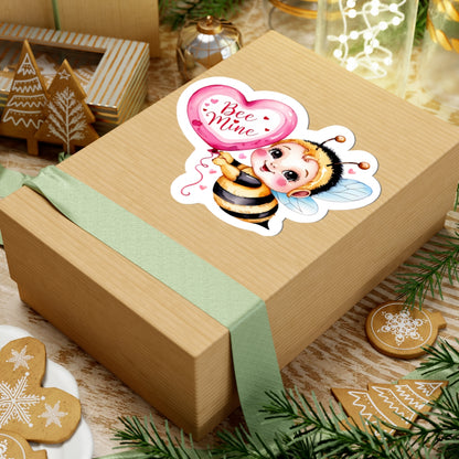 Bee Mine Kiss Cut Sticker, Cute Bee Love Sticker, Funny Punny Valentine Gift For Her Him, Kiss Cut Decal Romantic Laptop Journal Water Bottle