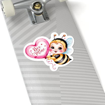 Bee Mine Kiss Cut Sticker, Cute Bee Love Sticker, Funny Punny Valentine Gift For Her Him, Kiss Cut Decal Romantic Laptop Journal Water Bottle