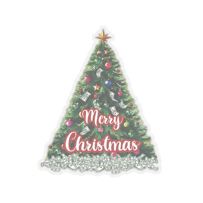 Christmas Prosperity Tree Sticker, Holiday Money Tree Vinyl Decal, Merry Christmas Gift, Laptop Decor, Prosperity Art Xmas Planner Scrapbook Mug Decal