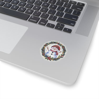 Cheerful Snowman Kiss Cut Stickers, Merry Christmas Holiday Decals, Festive Winter Sticker,  Scrapbooking Laptop Journal Gift Tag Planner