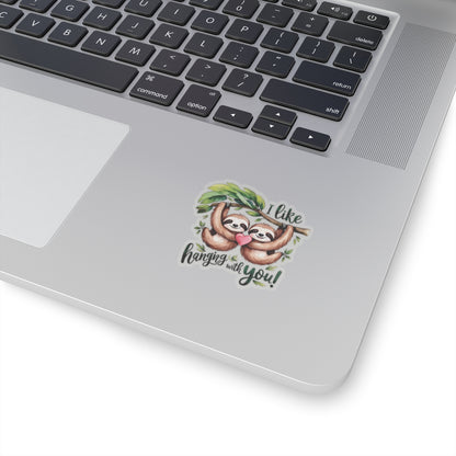 I Like Hanging With You Sloth Sticker, Cute Jungle Animal Couple Vinyl Decal, Valentines Day Love Pun Gift, Funny Watercolor Decal Laptop Decor