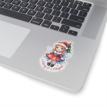 Merry Magical Fairy Stickers, Fantasy Vinyl Decal, Whimsical Pixie Art, Enchanted Holiday Sticker, Waterproof Laptop Water Bottle Decor
