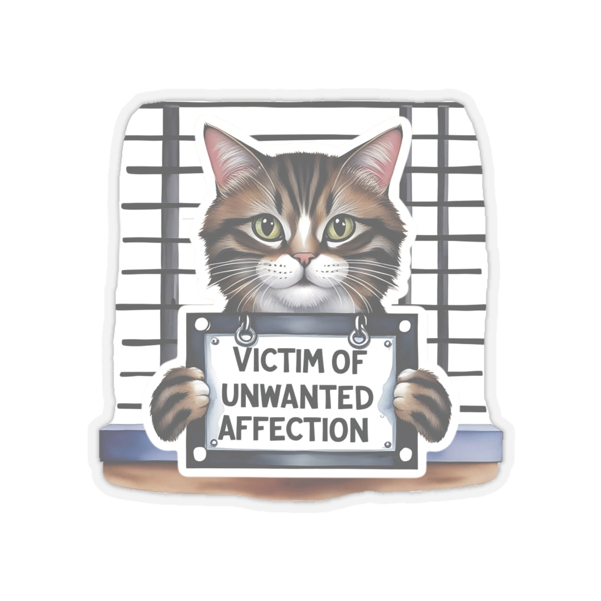 Victim Of Unwanted Affection Cat Kiss Cut Sticker Laptop Decor Water Bottle Sticker